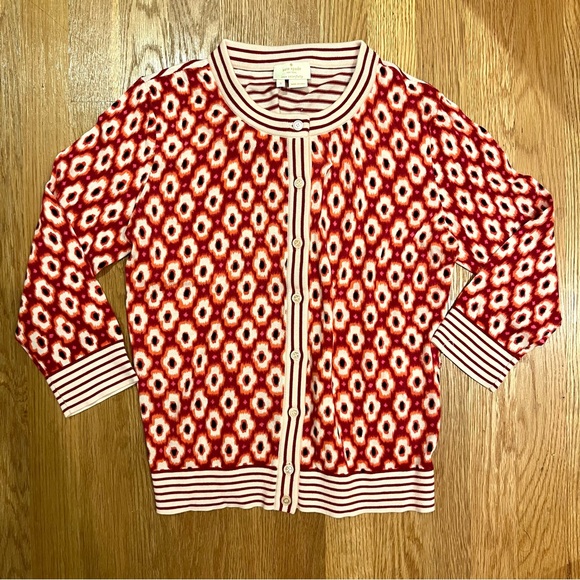 NWT KATE SPADE Posy Ikat Cardigan Red Chestnut Cardigan (Small) - Picture 6 of 9